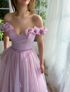Primrose-Lilac Floral Gown