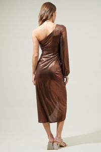 Nyla One Shoulder Wrap Midi Dress