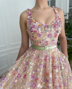 Opalescent Floral Sequined Gown
