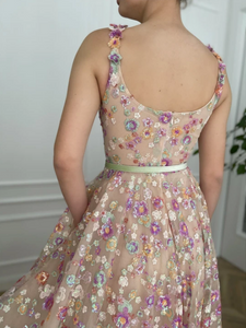 Opalescent Floral Sequined Gown