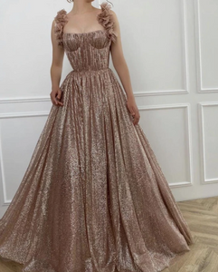 Sandy Hued Shimmering Gown Teuta Matoshi