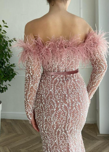 Teuta Matoshi Pink Ivy Silhouette Gown