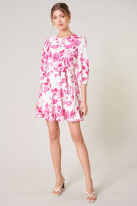 pink derby dress SUGARLIPS Clarice Floral Balloon Sleeve Derby Dress – Aprils Look