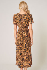 Shaina Leopard Bloom Midi Dress SUGARLIPS